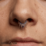 Anaïs Clicker - 14K Gold Lab Blue Sapphire Clicker Ring - piercing-zone.com