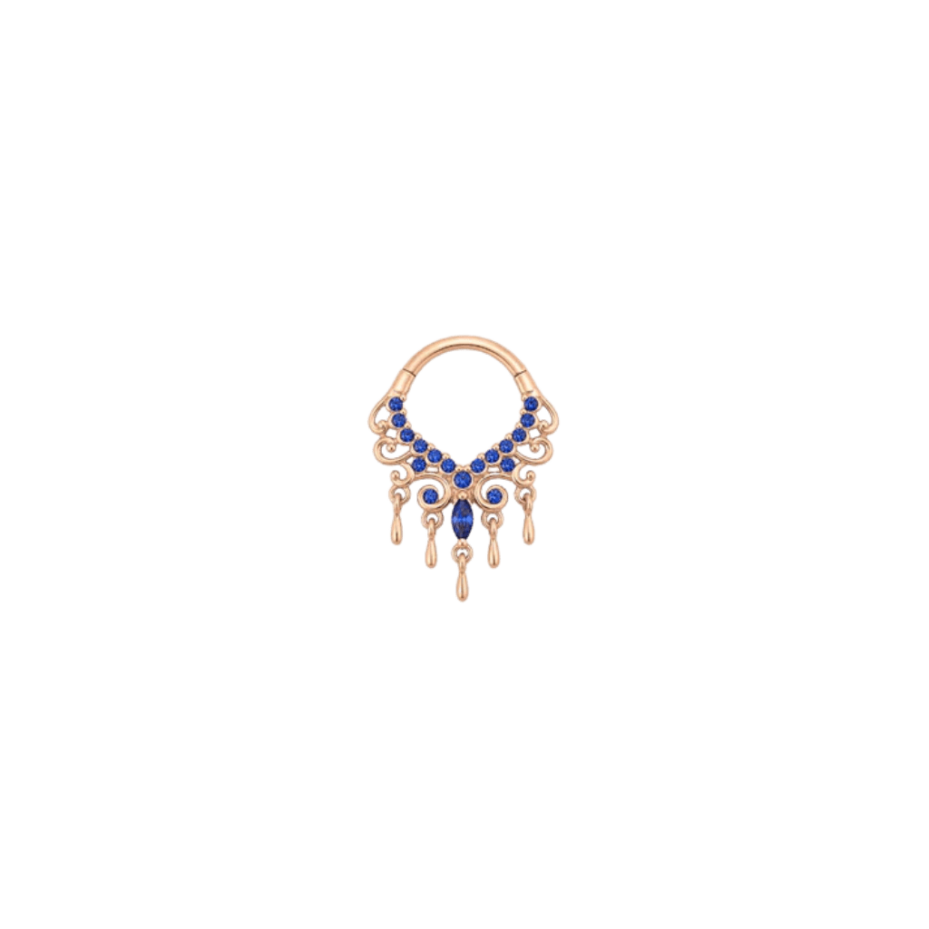 Anaïs Clicker - 14K Gold Lab Blue Sapphire Clicker Ring - piercing-zone.com
