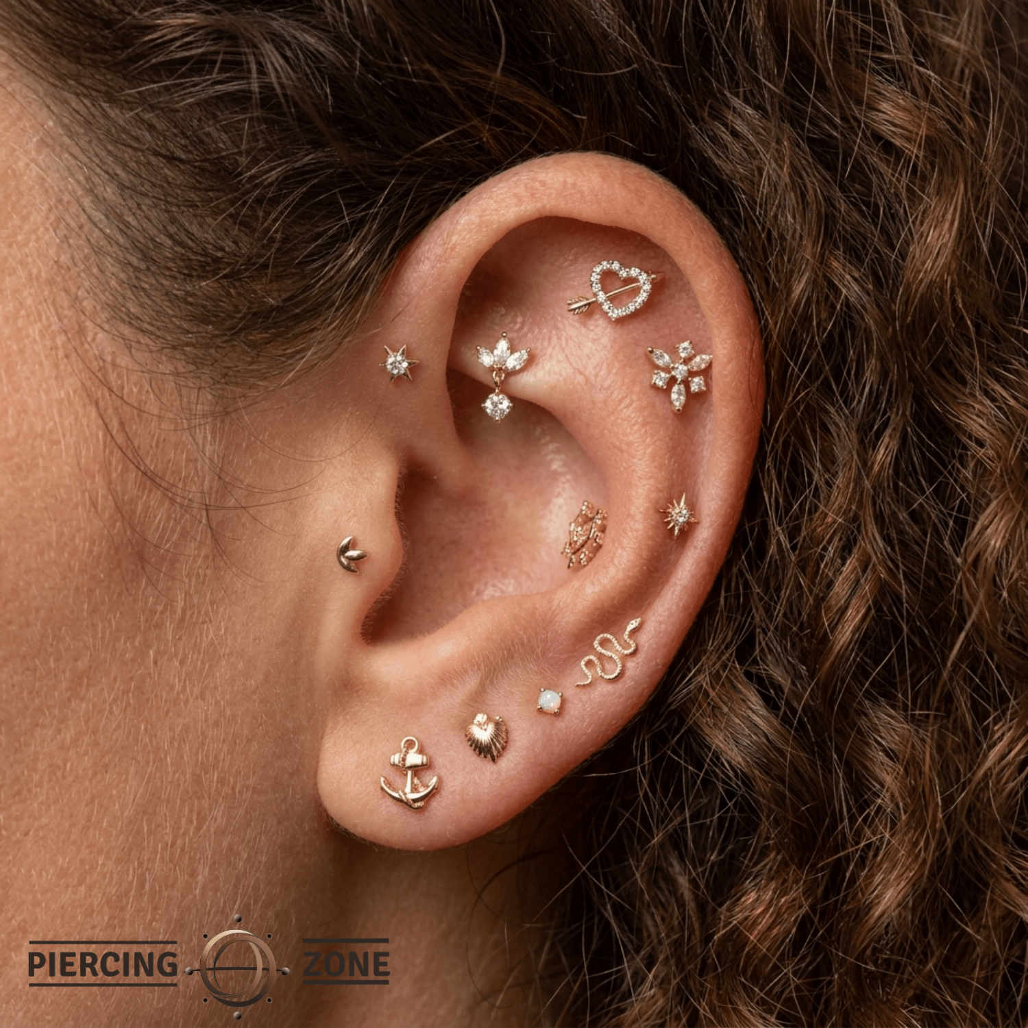 Anchor – 14K Gold Threadless/Threaded End - piercing - zone.com