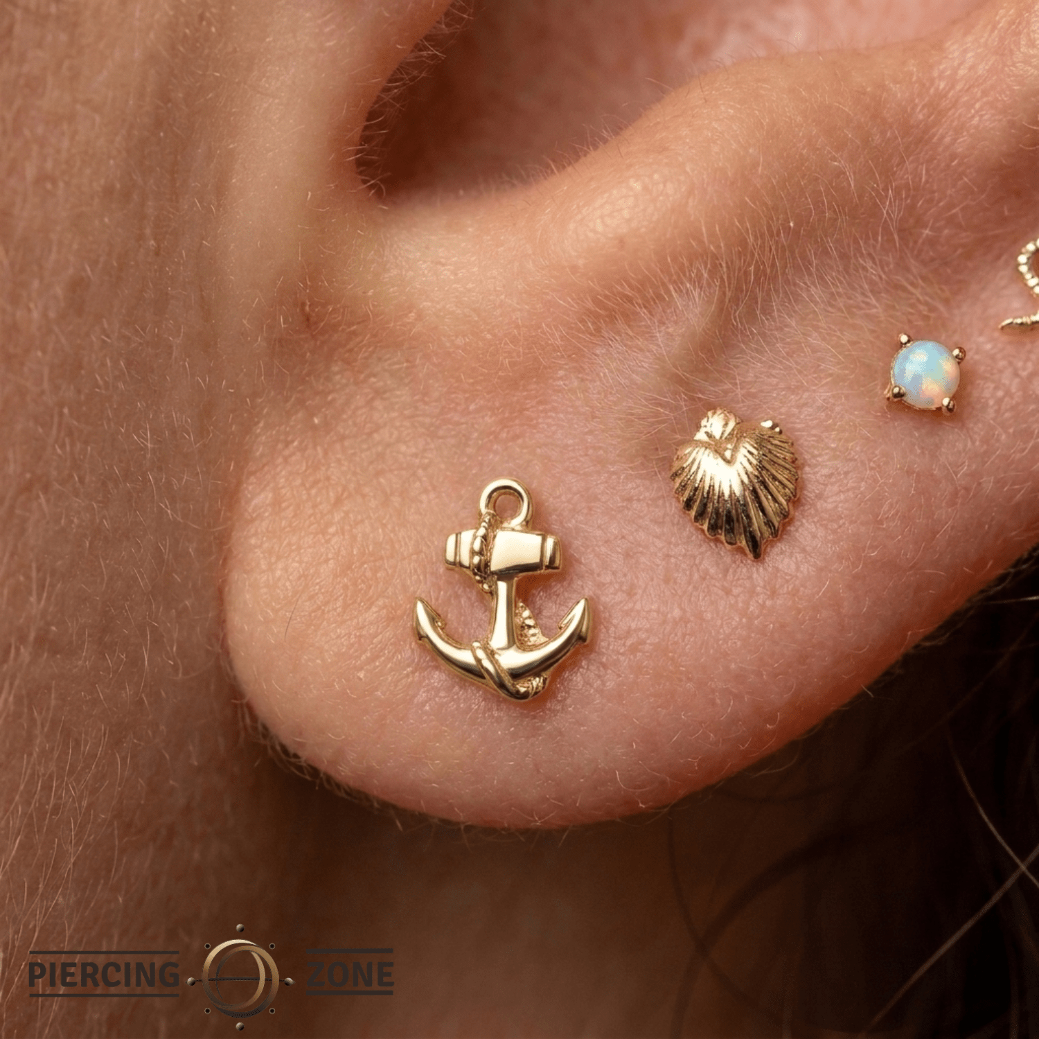 Anchor – 14K Gold Threadless/Threaded End - piercing - zone.com
