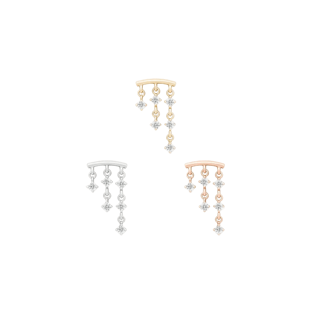 And Beyond CZ Cascade – 14K Gold Threadless End - piercing - zone.com