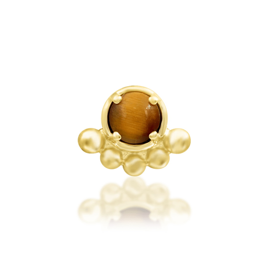 Anele – 14K Gold Tiger Eye Threadless End - piercing - zone.com