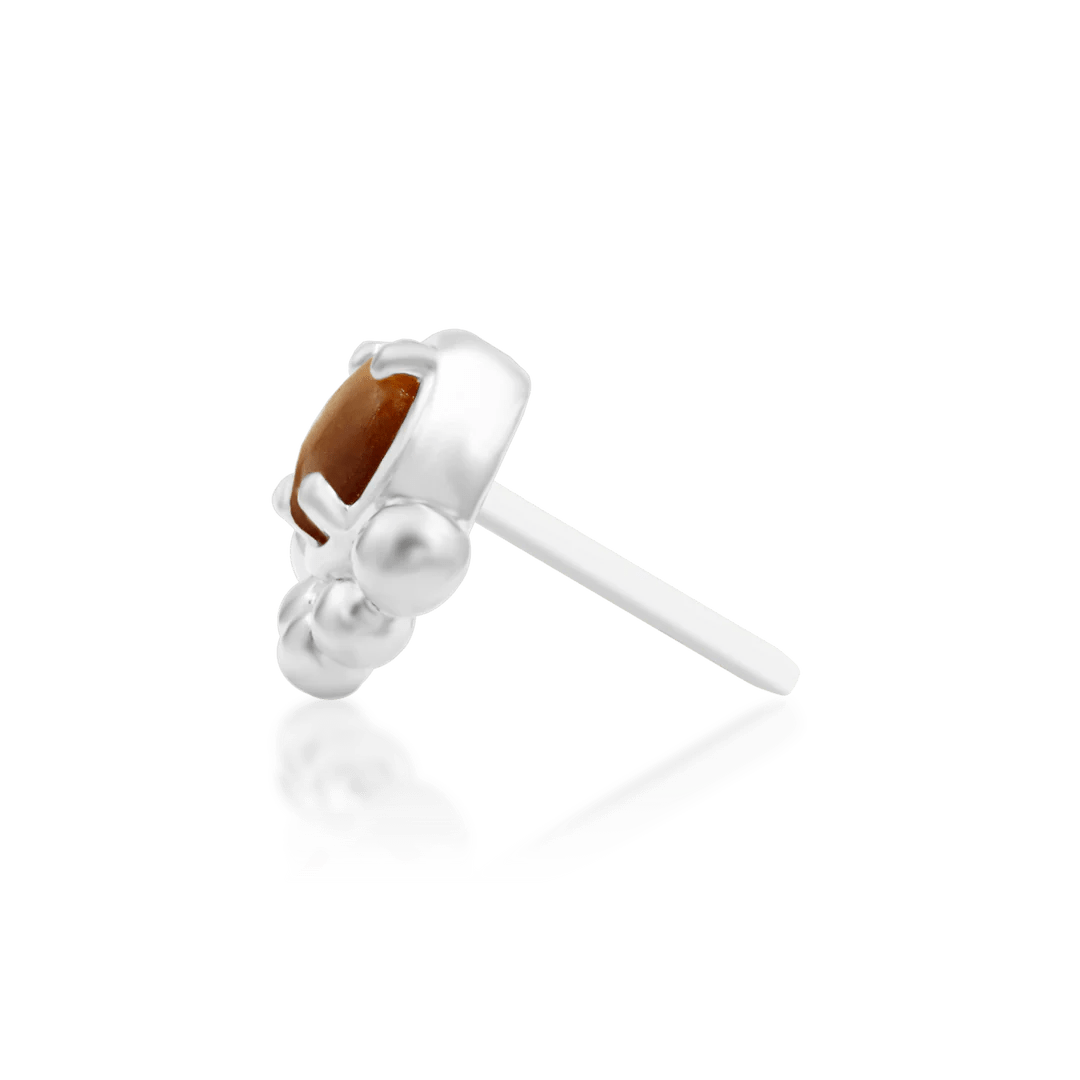Anele – Tiger Eye Orbit – 14K Gold Threadless End - piercing - zone.com