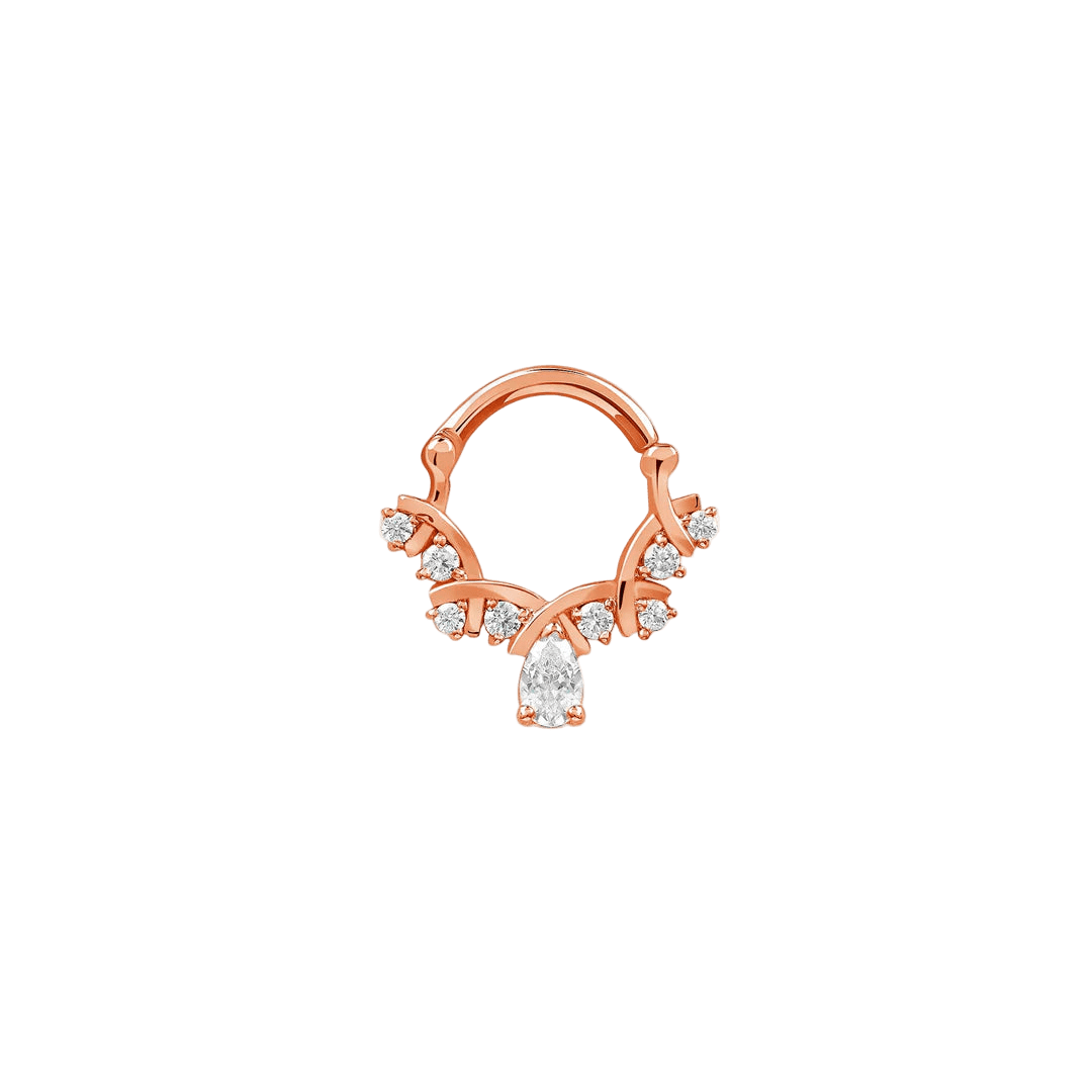 Anelia Clicker with Pear & Round Gems – 14K & 18K Gold - piercing - zone.com
