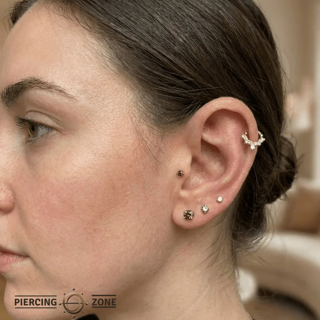 Anelia Clicker with Pear & Round Gems – 14K & 18K Gold - piercing - zone.com