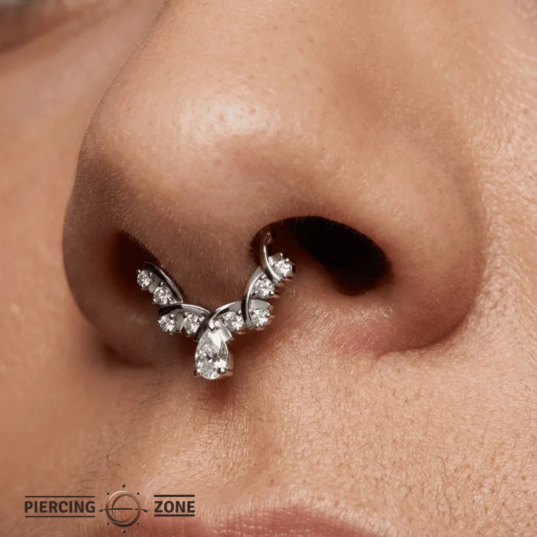 Anelia Clicker with Pear & Round Gems – 14K & 18K Gold - piercing - zone.com