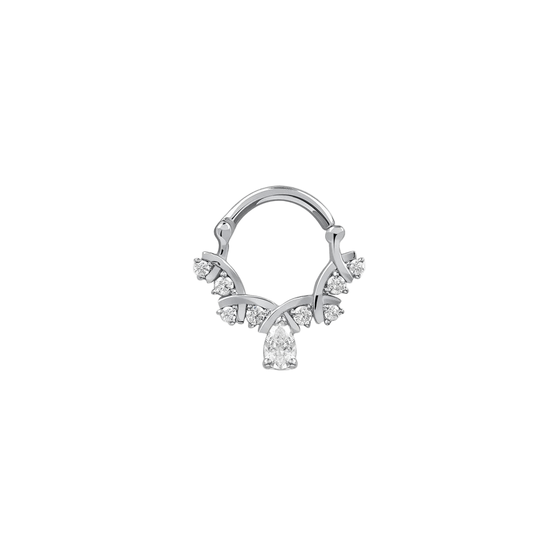 Anelia Clicker with Pear & Round Gems – 14K & 18K Gold - piercing - zone.com
