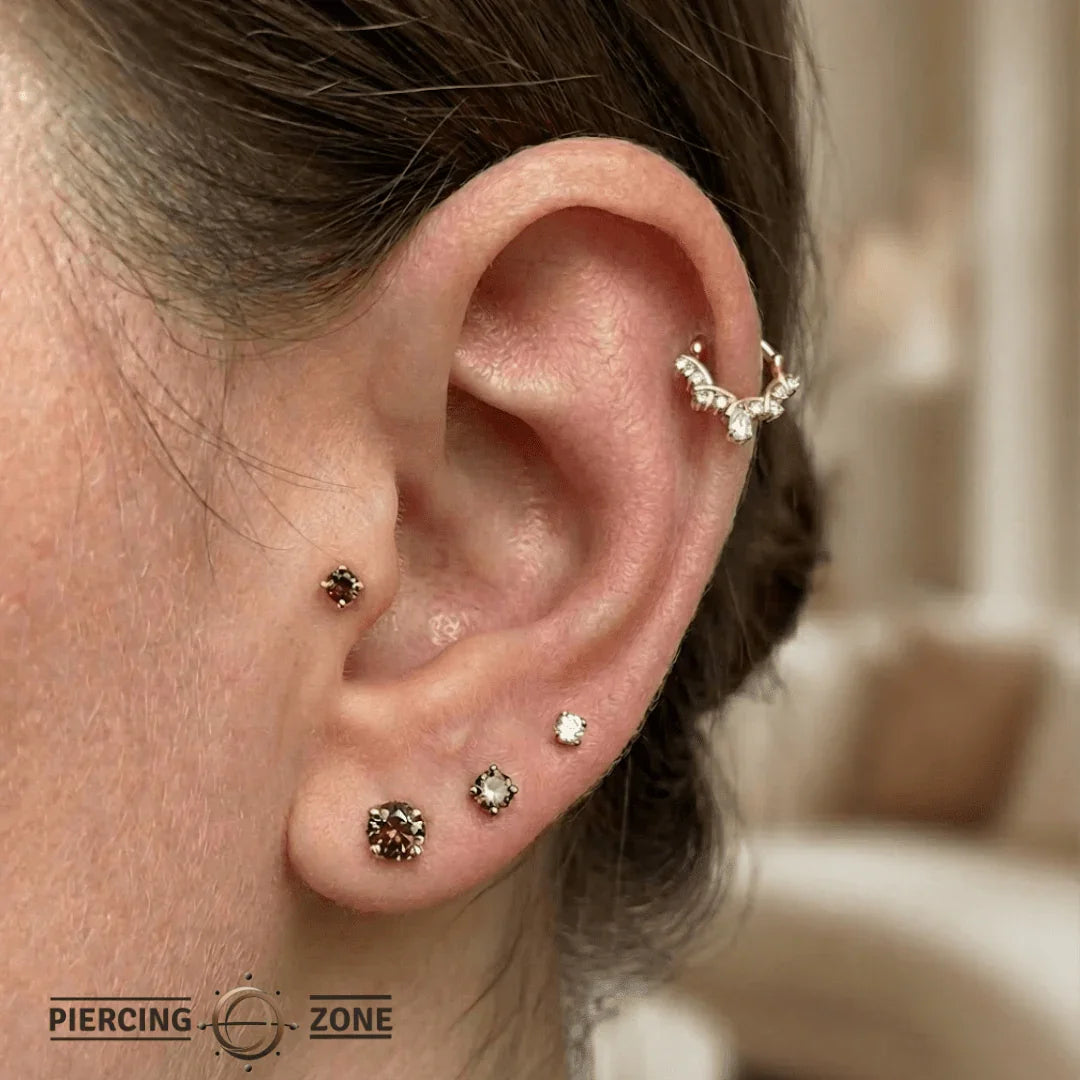 Anelia Clicker with Pear & Round Gems – 14K & 18K Gold - piercing - zone.com