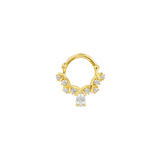 Anelia Clicker with Pear & Round Gems – 14K & 18K Gold - piercing - zone.com