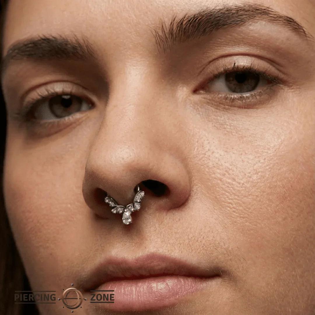 Anelia Clicker with Pear & Round Gems – 14K & 18K Gold - piercing - zone.com