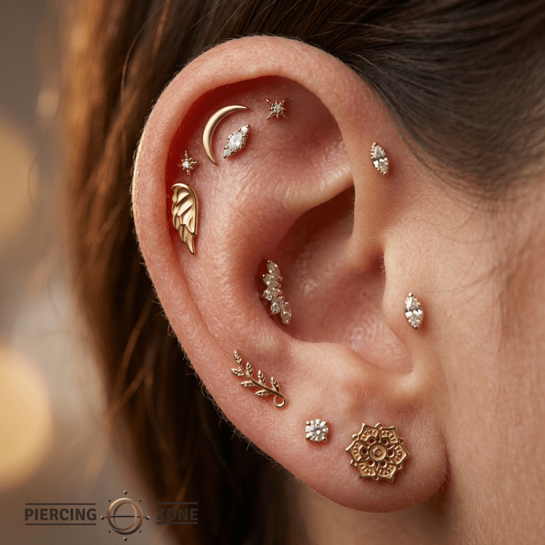 Angel Wing – 14K Gold Threadless/Threaded End - piercing - zone.com