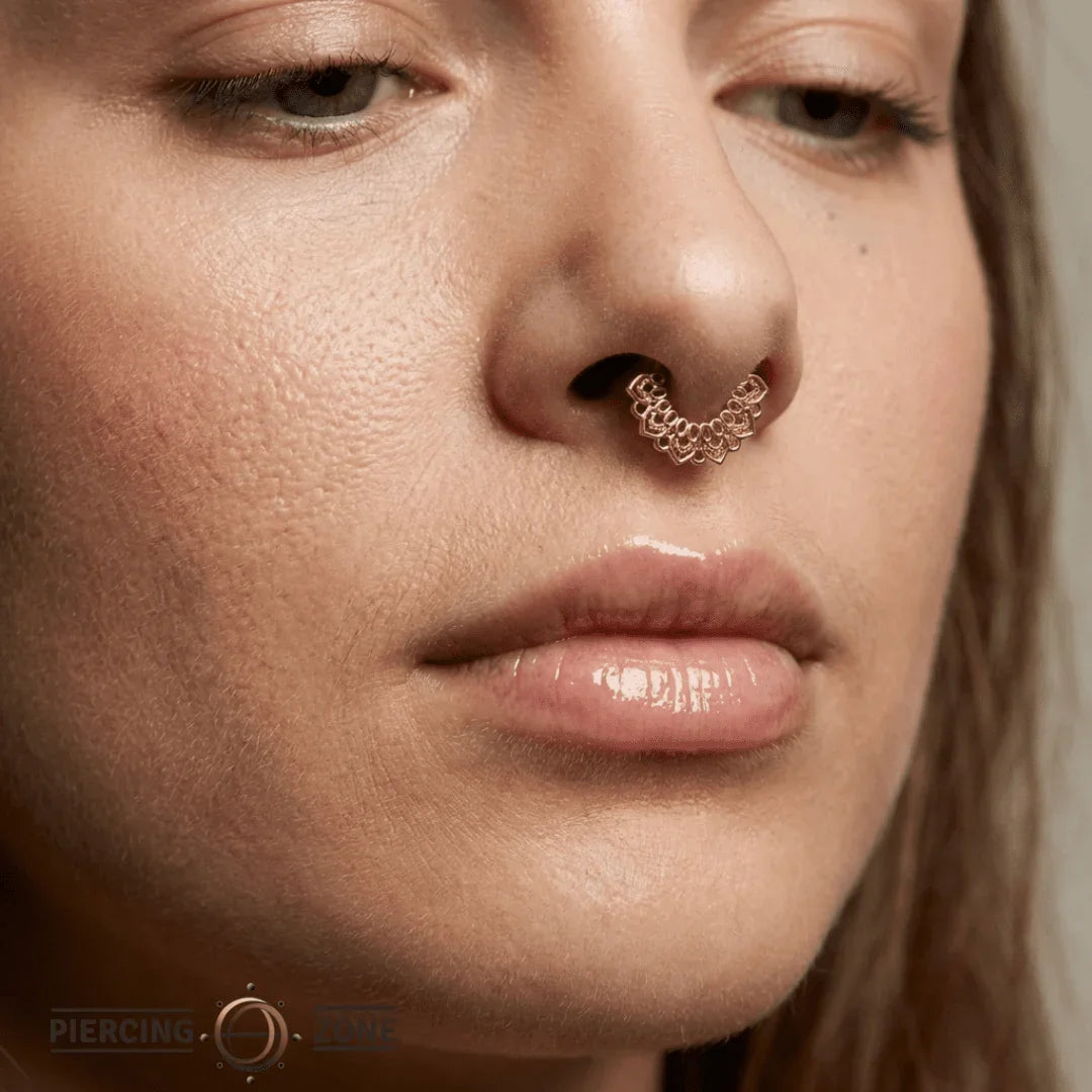 Angelica Seamless Ring – 14K Gold Cup & Divot Design - piercing - zone.com