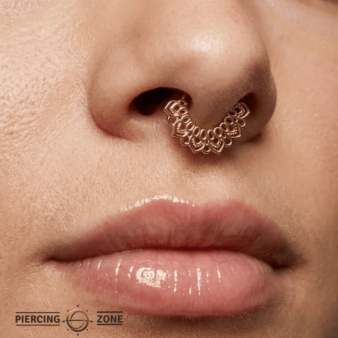 Angelica Seamless Ring – 14K Gold Cup & Divot Design - piercing - zone.com