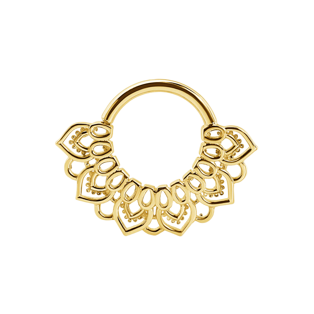 Angelica Seamless Ring – 14K Gold Cup & Divot Design - piercing - zone.com