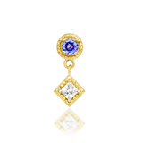 Angelina – Tanzanite & CZ Elongated Cluster – 14K Gold Threadless End - piercing - zone.com
