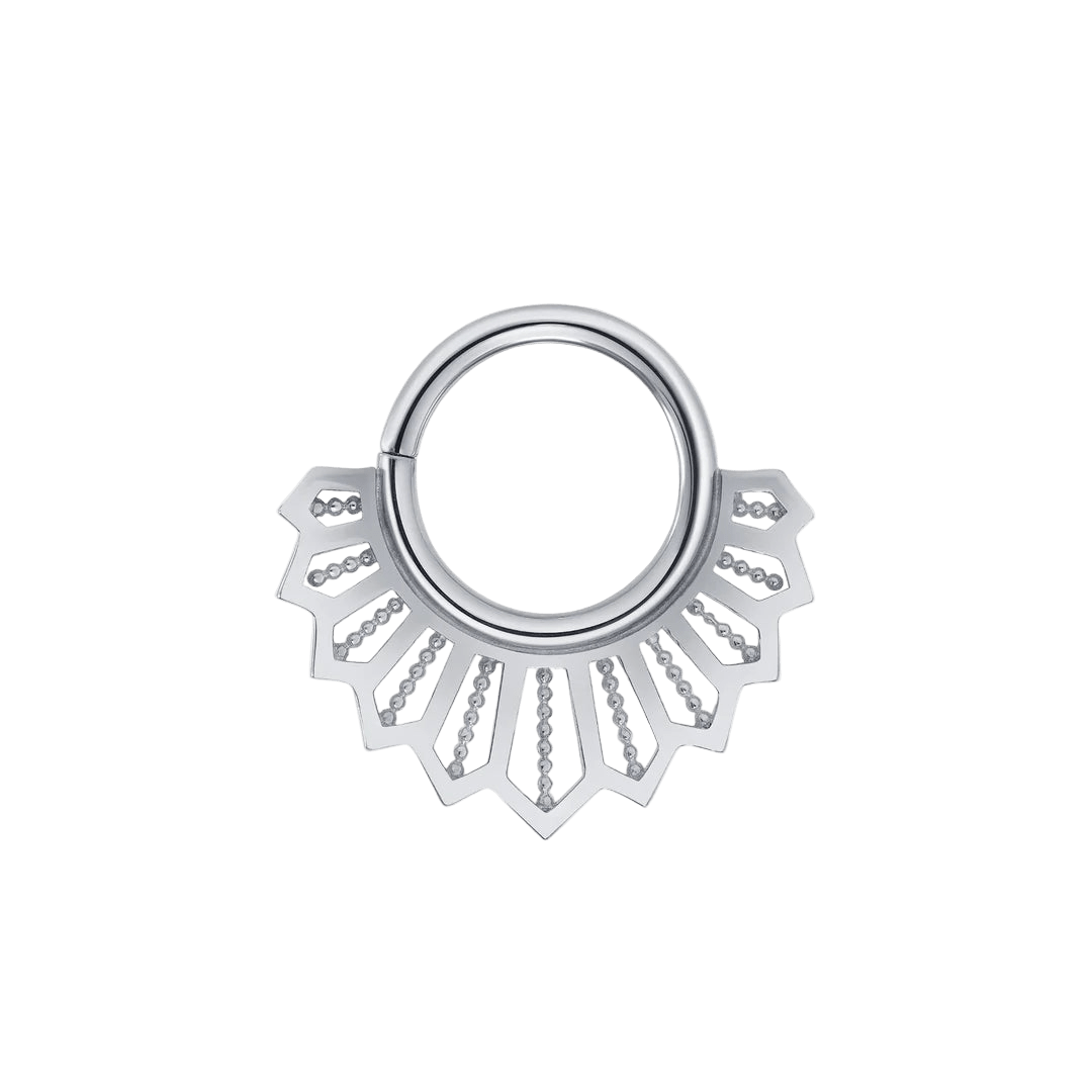 Angelique Seamless Ring – 14K Gold Cup & Divot Design - piercing - zone.com