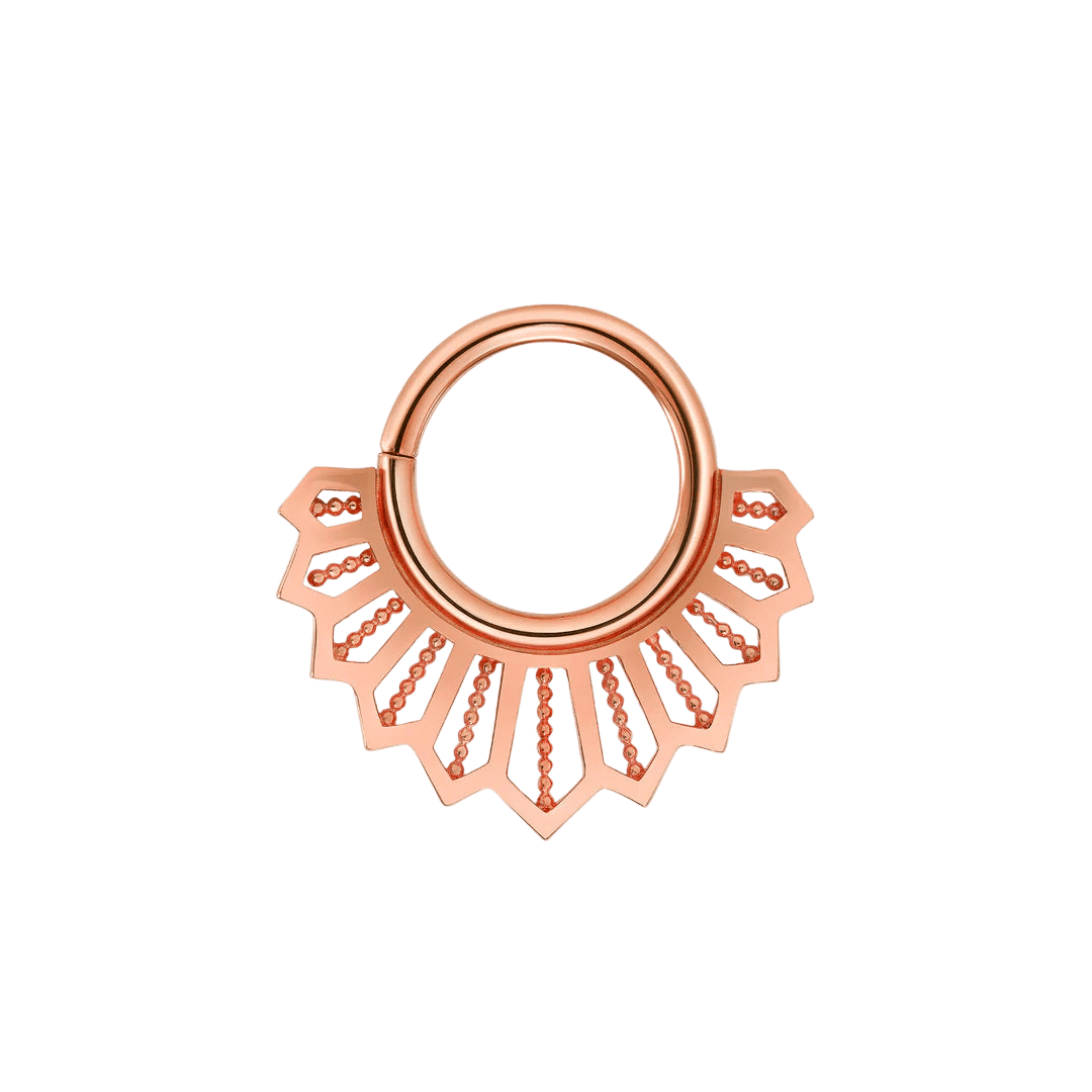 Angelique Seamless Ring – 14K Gold Cup & Divot Design - piercing - zone.com