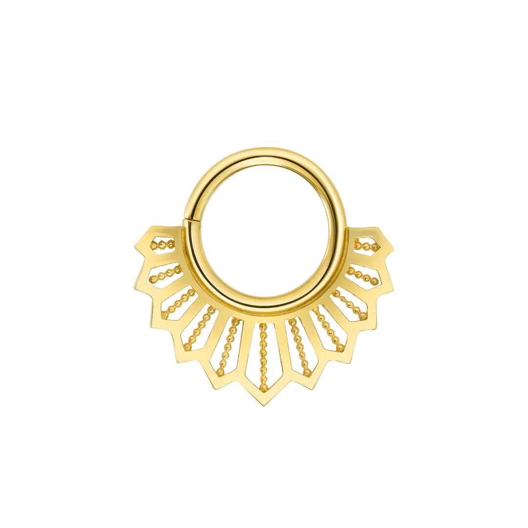 Angelique Seamless Ring – 14K Gold Cup & Divot Design - piercing - zone.com
