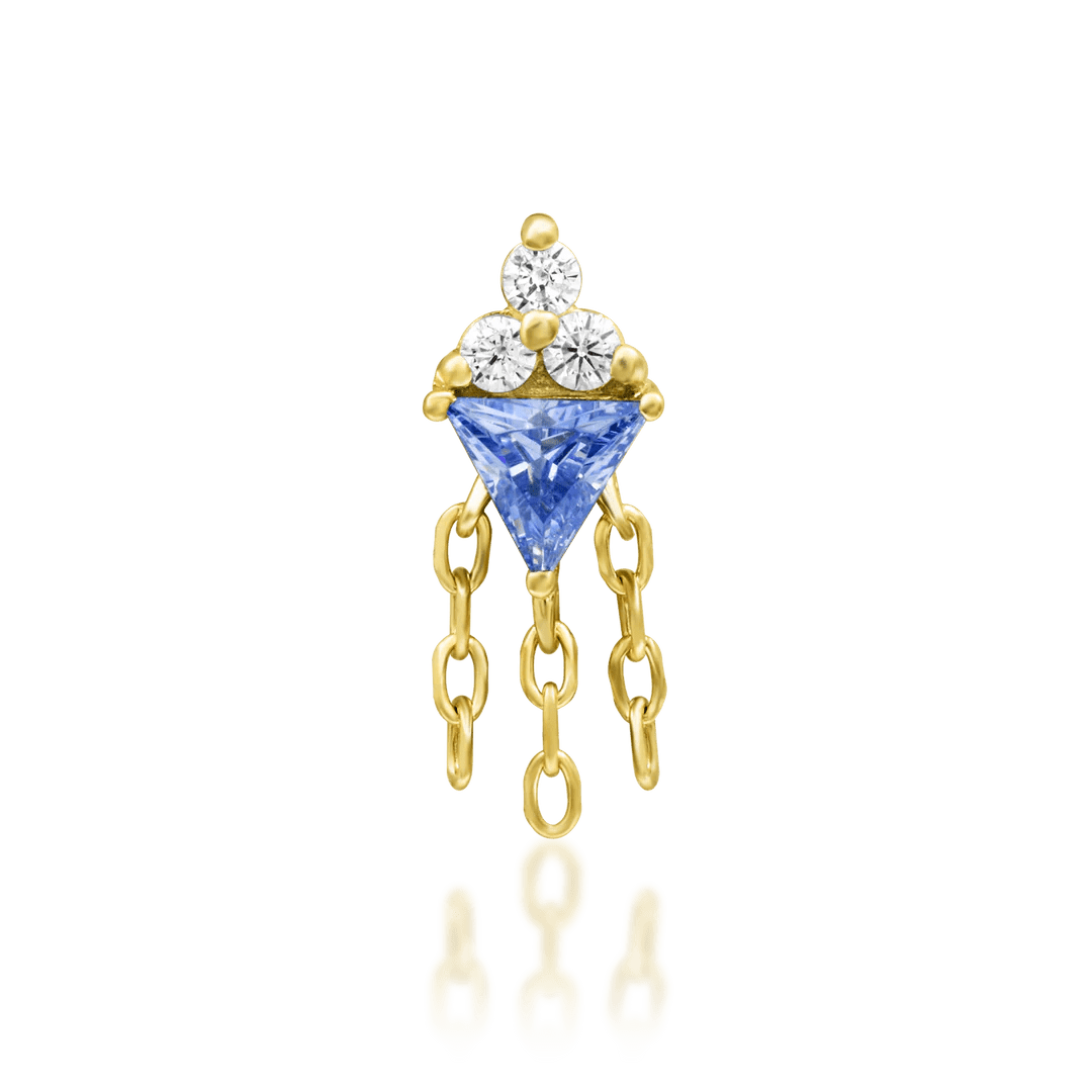 Angelis – Light Tanzanite & CZ – 14K Gold Threadless End - piercing - zone.com