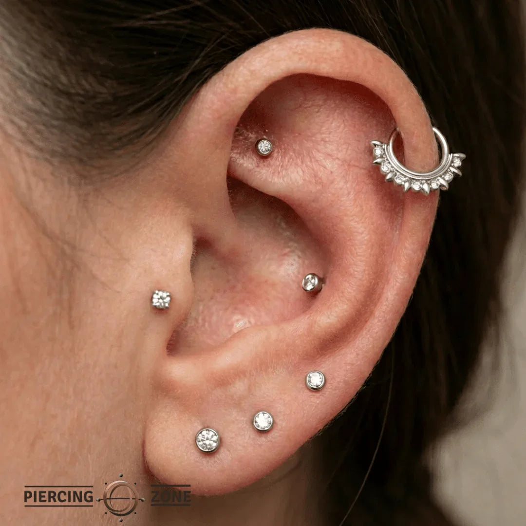 Ani Seamless Ring – 14K Gold Cup & Divot Design - piercing - zone.com