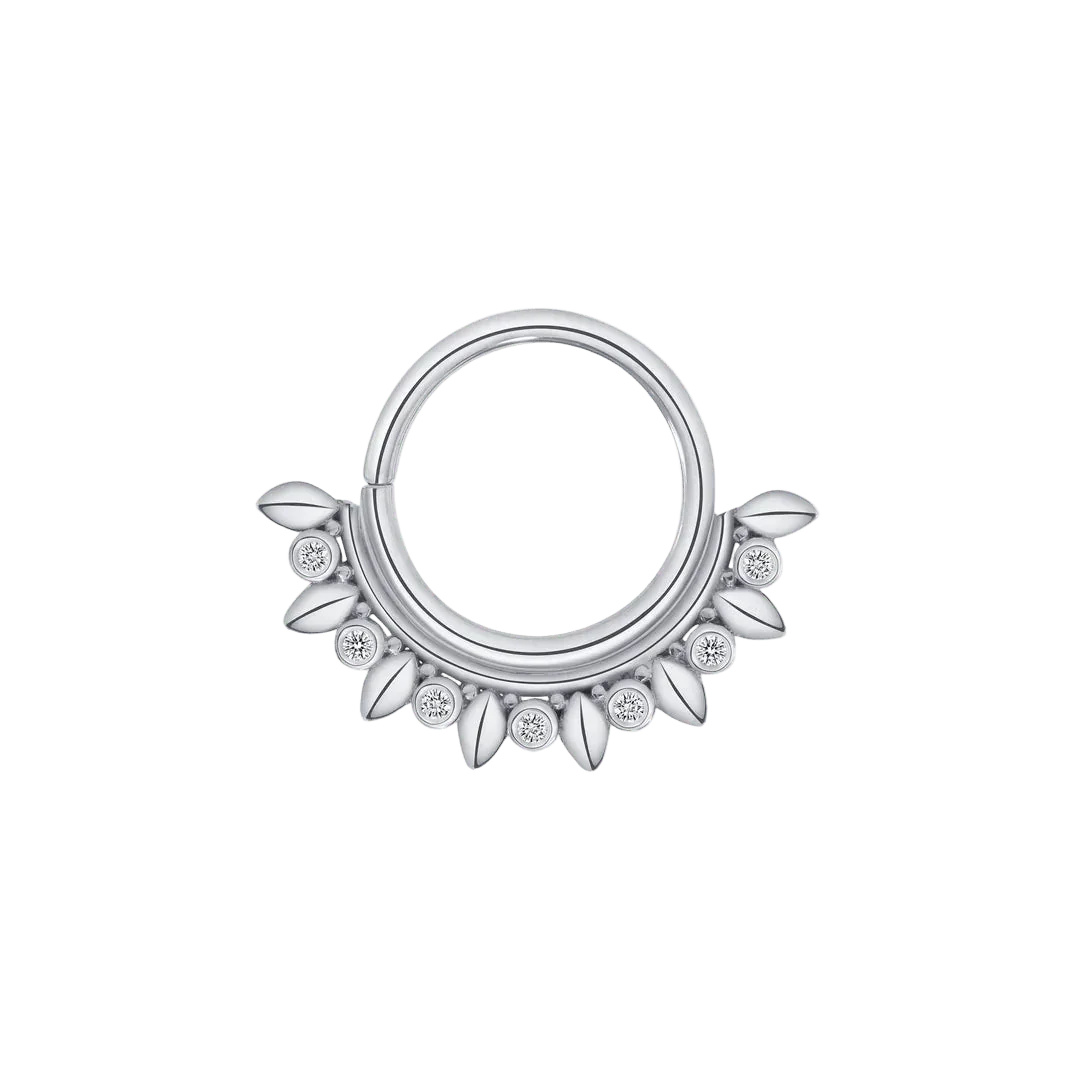 Ani Seamless Ring – 14K Gold Cup & Divot Design - piercing - zone.com