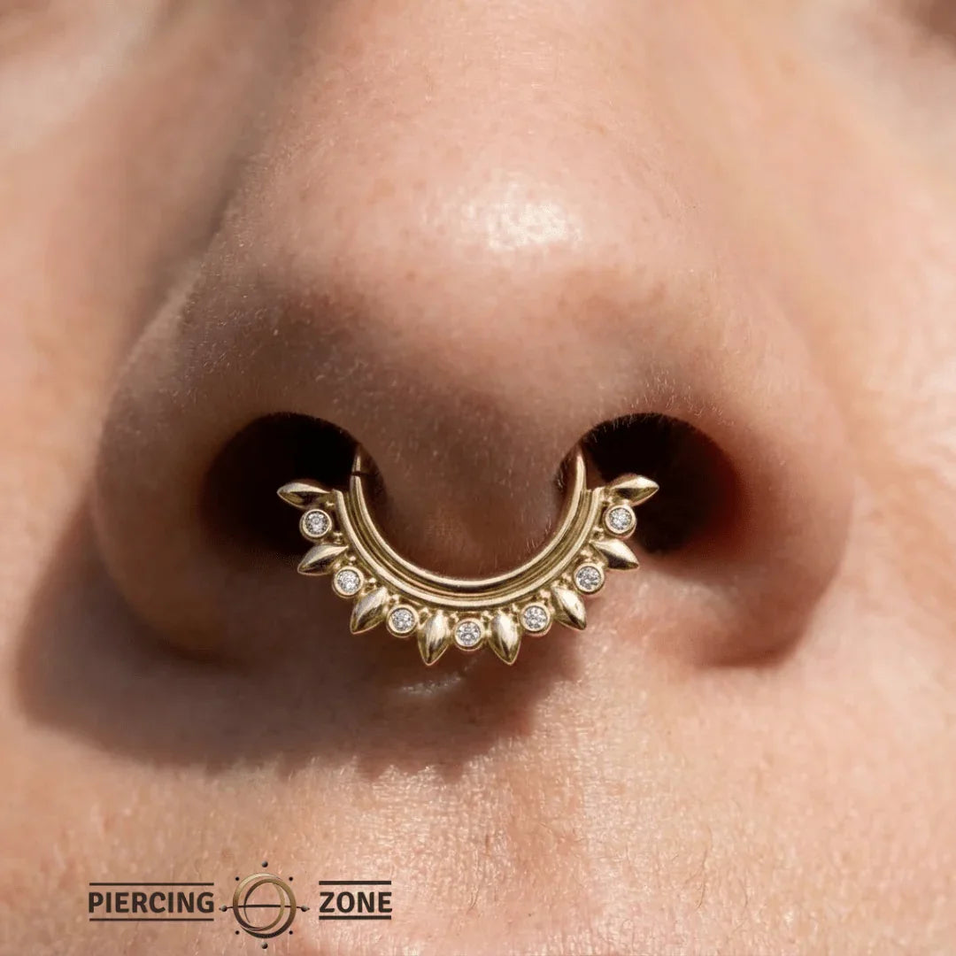 Ani Seamless Ring – 14K Gold Cup & Divot Design - piercing - zone.com