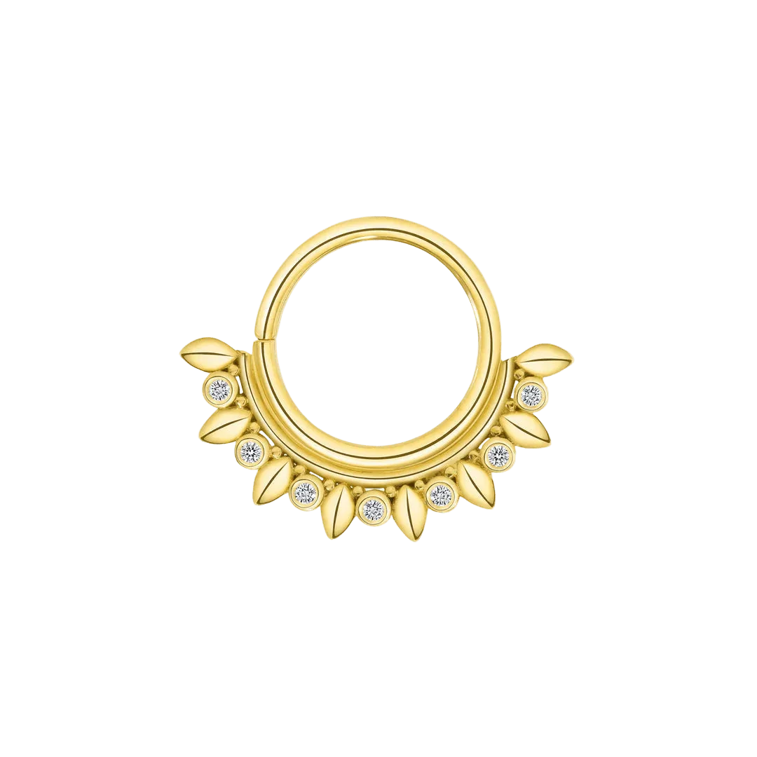 Ani Seamless Ring – 14K Gold Cup & Divot Design - piercing - zone.com