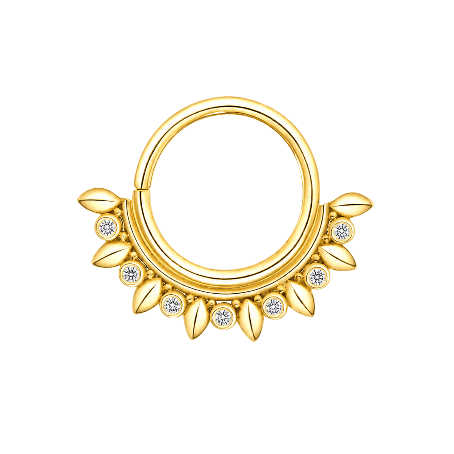 Ani Seamless Ring – 14K Gold Cup & Divot Design - piercing-zone.com
