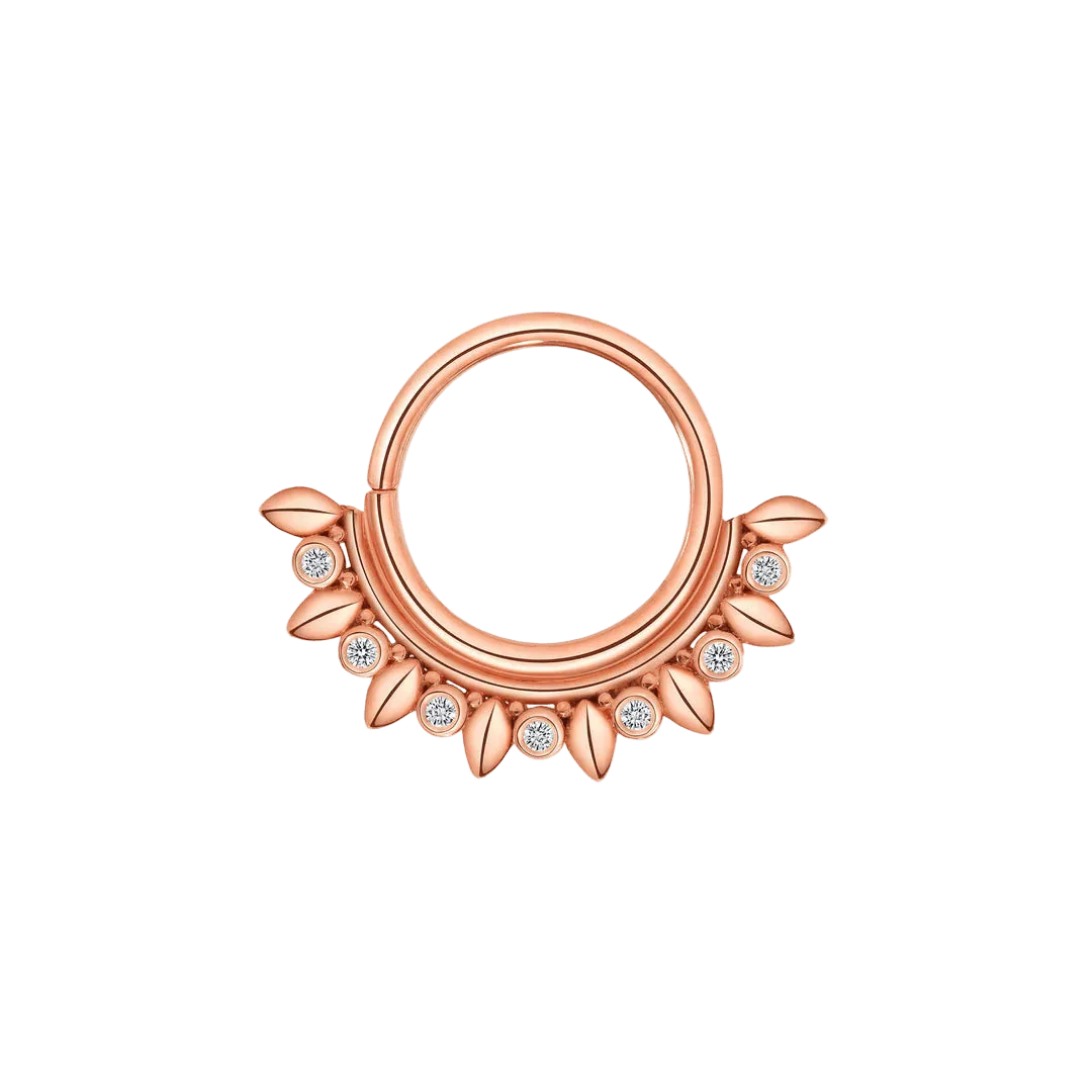 Ani Seamless Ring – 14K Gold Cup & Divot Design - piercing - zone.com