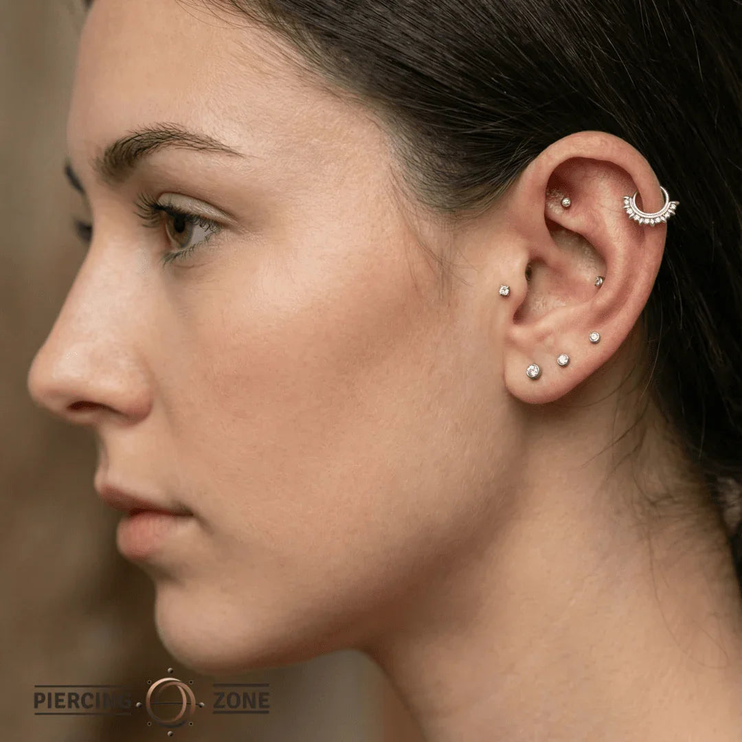 Ani Seamless Ring – 14K Gold Cup & Divot Design - piercing - zone.com