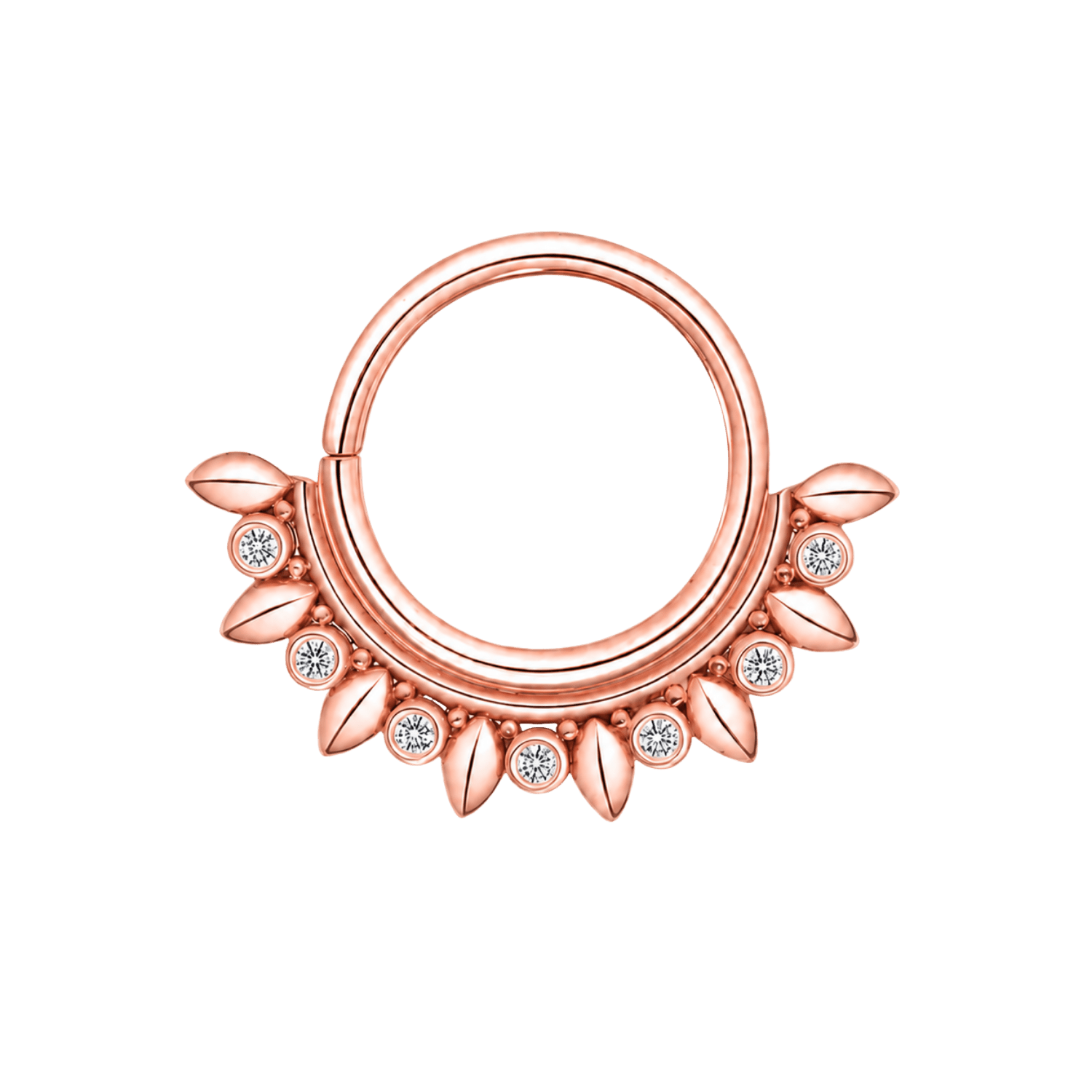 Ani Seamless Ring – 14K Gold Cup & Divot Design - piercing-zone.com