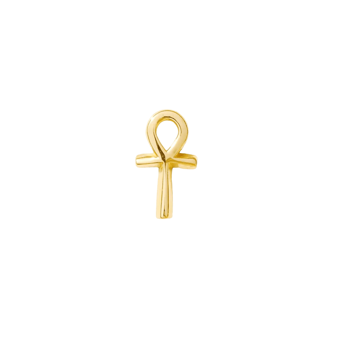 Ankh Pin - 14K Gold Ankh Threadless End - piercing - zone.com