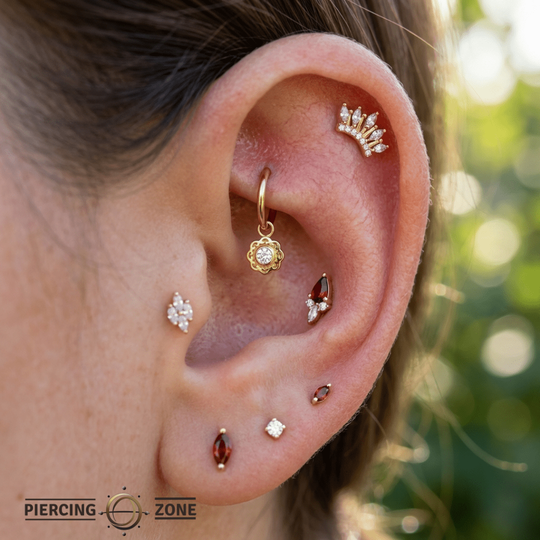 Ann – 14K & 18K Gold Gemstone Charm - piercing - zone.com