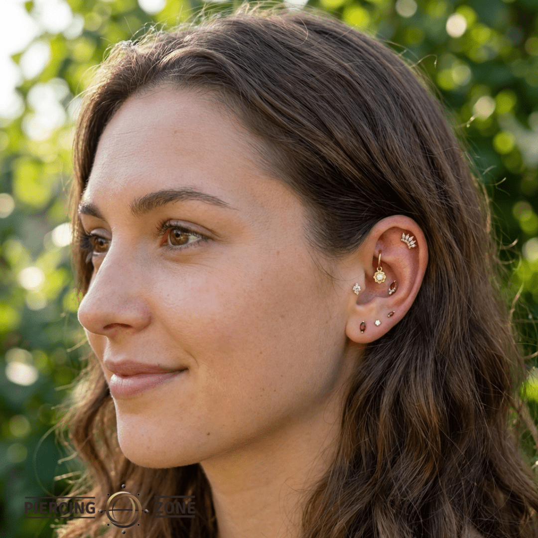 Ann – 14K & 18K Gold Gemstone Charm - piercing - zone.com