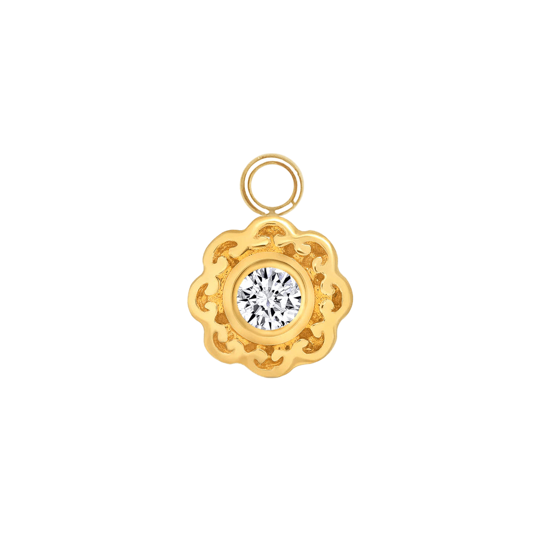 Ann – 14K & 18K Gold Gemstone Charm - piercing - zone.com