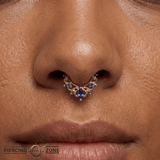 Anoora Clicker - 14K Gold Lab Blue Sapphire Clicker Ring - piercing-zone.com