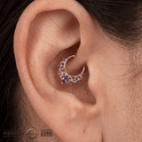 Anoora Clicker - 14K Gold Lab Blue Sapphire Clicker Ring - piercing-zone.com