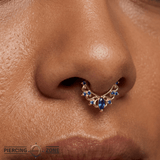 Anoora Clicker - 14K Gold Lab Blue Sapphire Clicker Ring - piercing-zone.com