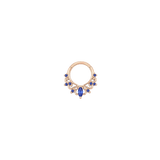 Anoora Clicker - 14K Gold Lab Blue Sapphire Clicker Ring - piercing-zone.com