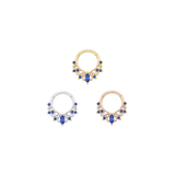 Anoora Clicker - 14K Gold Lab Blue Sapphire Clicker Ring - piercing-zone.com