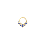 Anoora Clicker - 14K Gold Lab Blue Sapphire Clicker Ring - piercing-zone.com