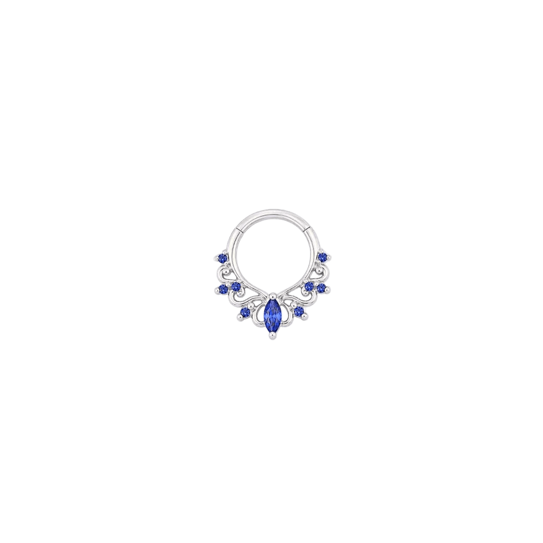 Anoora Clicker - 14K Gold Lab Blue Sapphire Clicker Ring - piercing-zone.com