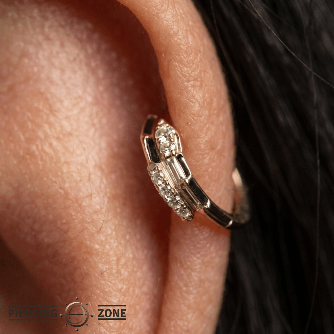 Anti Hero – Black Enamel & CZ – 14K Gold Clicker - piercing - zone.com