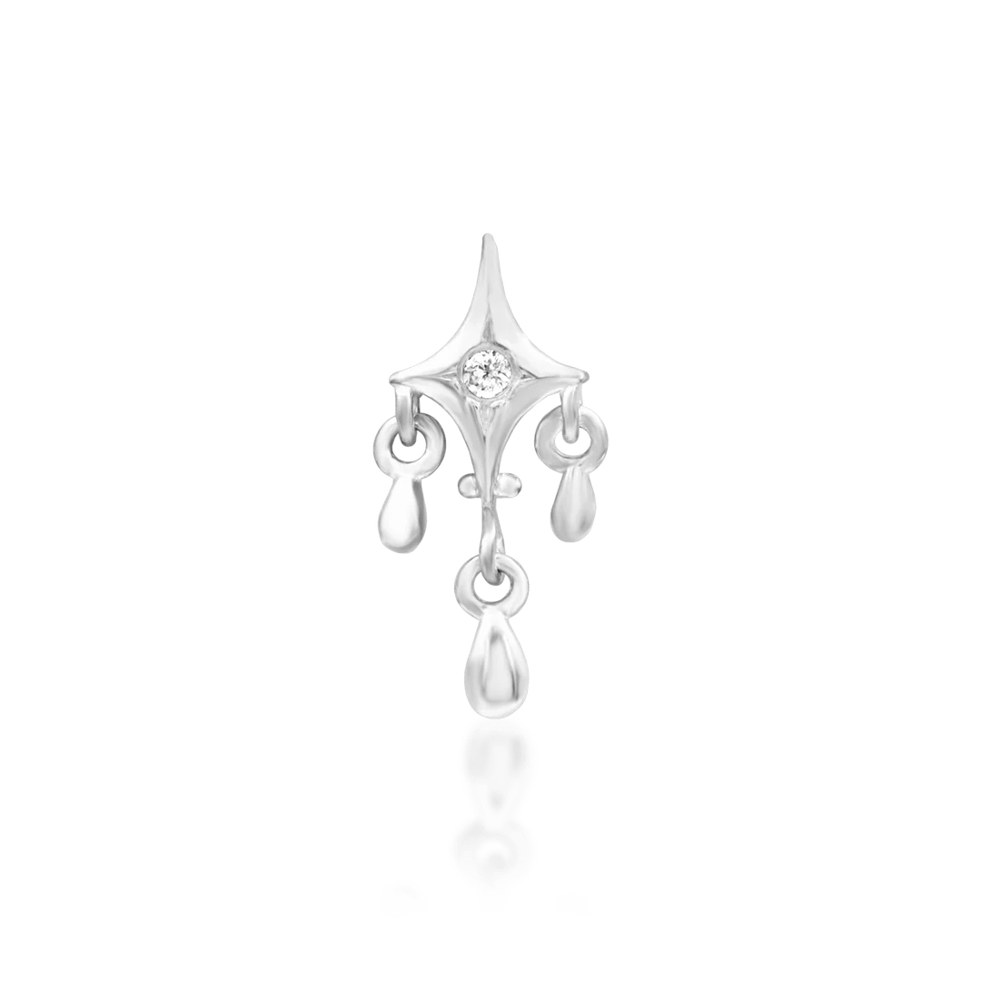 Antoinette – White CZ Accent – 14K Gold Threadless End - piercing - zone.com