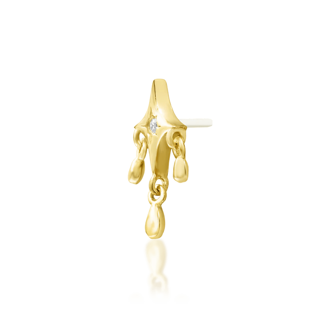 Antoinette – White CZ Accent – 14K Gold Threadless End - piercing - zone.com