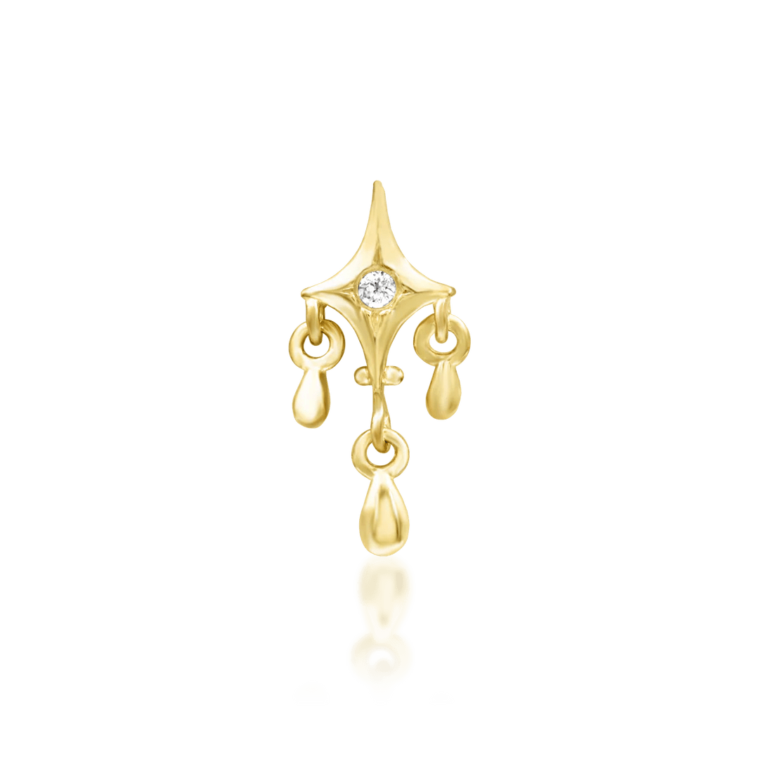 Antoinette – White CZ Accent – 14K Gold Threadless End - piercing - zone.com