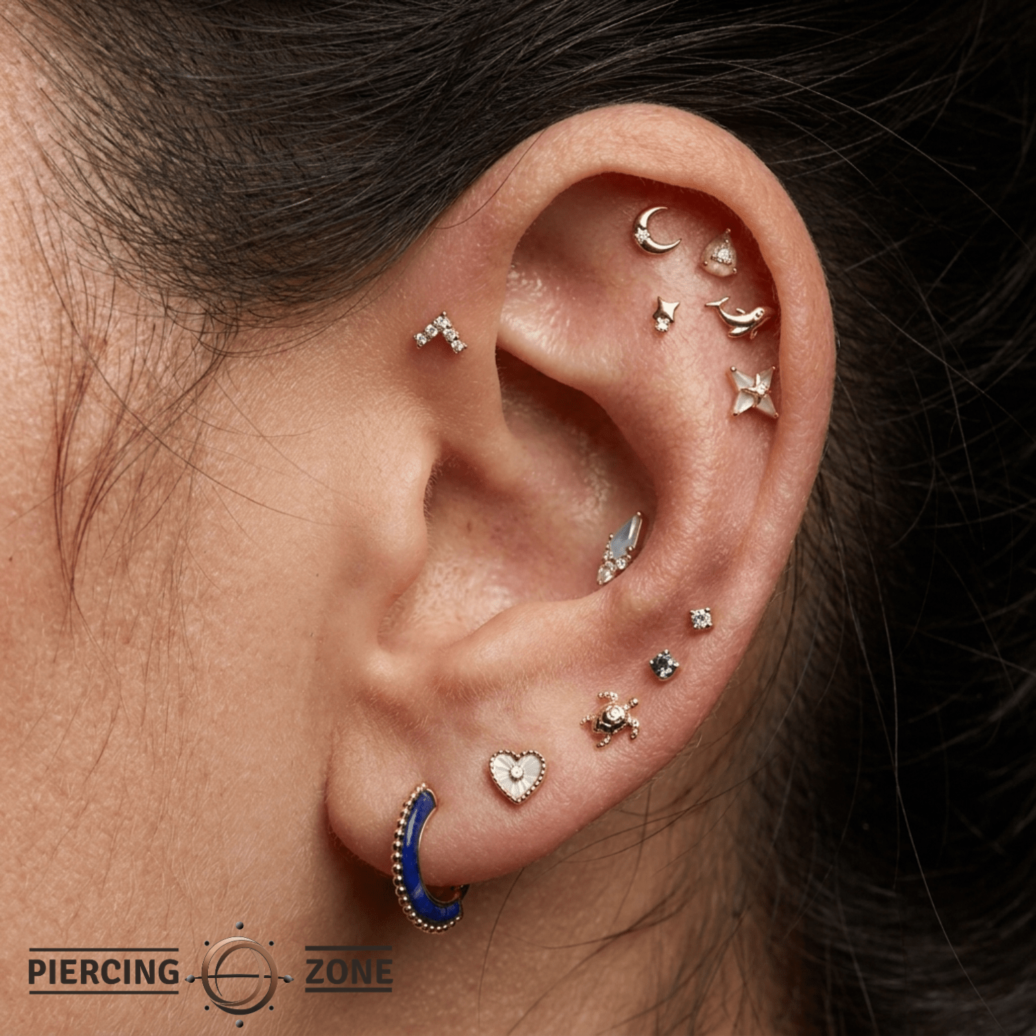 Apex Pin - 14K Gold Gem Threadless End - piercing - zone.com