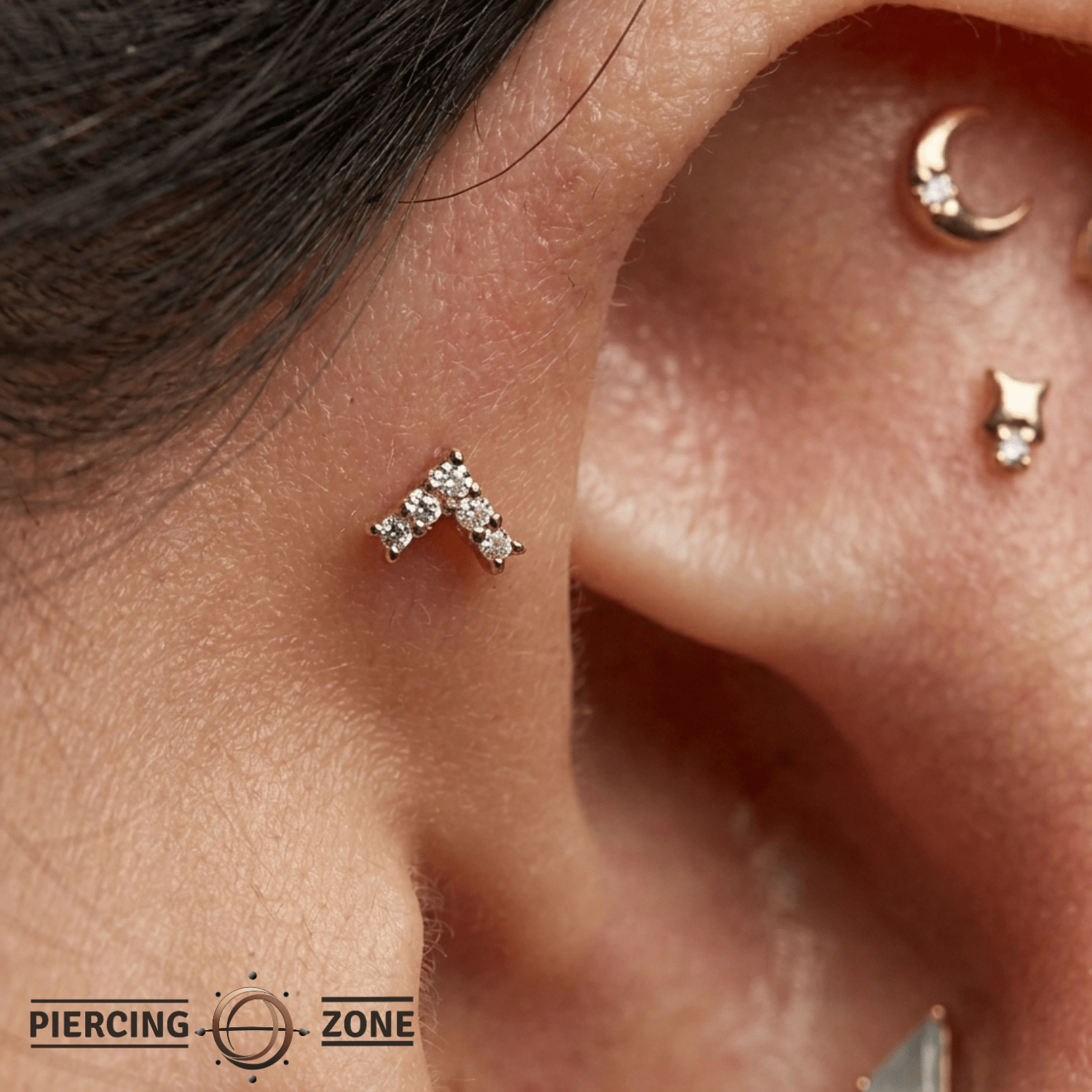Apex Pin - 14K Gold Gem Threadless End - piercing - zone.com