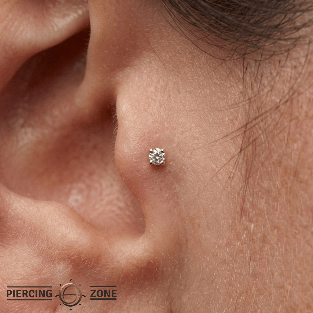 Aquamarine Prong – 14K Gold Threadless End - piercing - zone.com