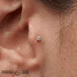 Aquamarine Prong – 14K Gold Threadless End - piercing - zone.com